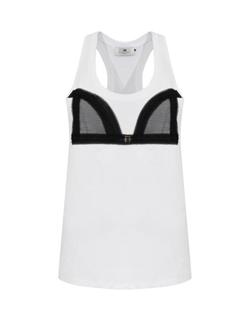 Canottiera con applicazione in tulle e logo Elisabetta Franchi | CN00761E2392